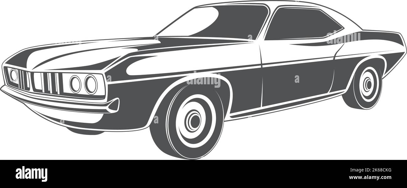 Retro-Ansicht von der Seite des Fahrzeugs. Schwarze Oldtimer-Limousine Stock Vektor