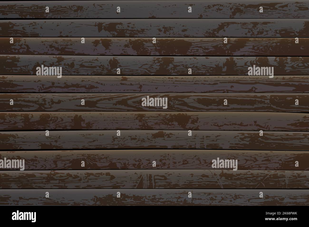 Dunkles horizontales Muster aus strukturierten Holzlatten Stock Vektor
