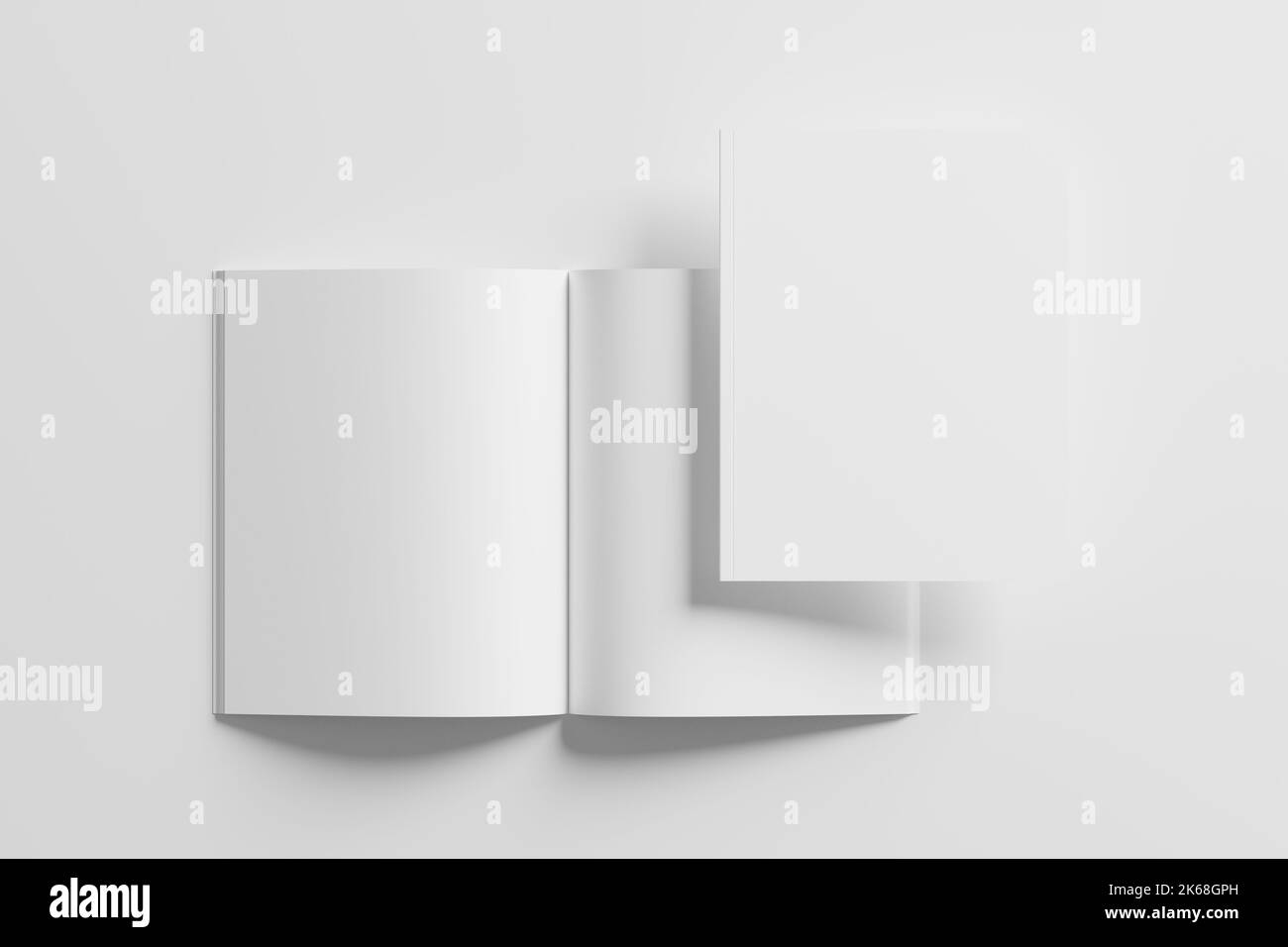 US Letter Size Magazine Broschüre 3D Rendering White Blank Mockup Stockfoto