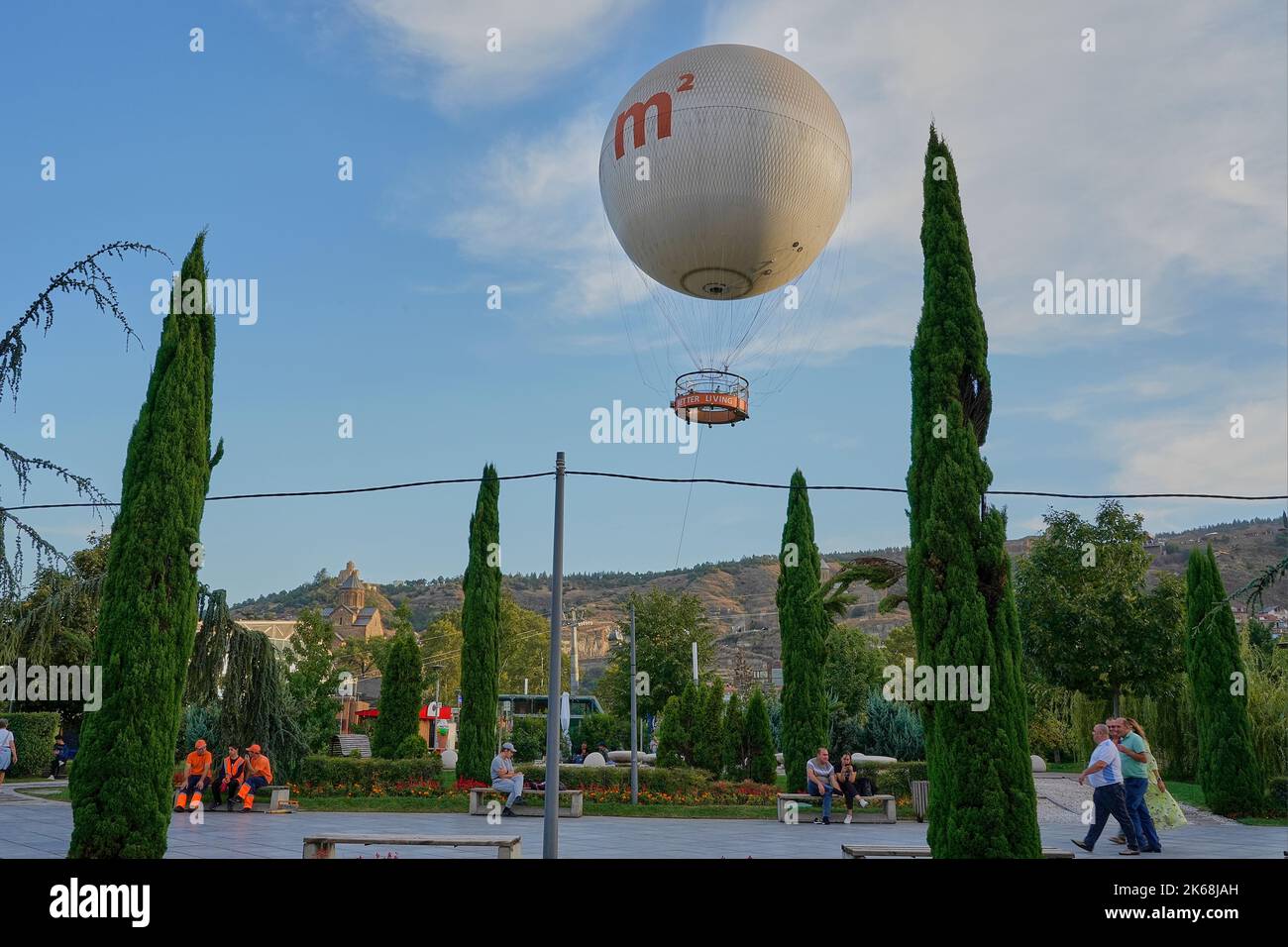 Rike Park, Stadtpark und Erholungsgebiet, Fesselballon, Luftballon Tiflis, Tiflis, Georgien Stockfoto