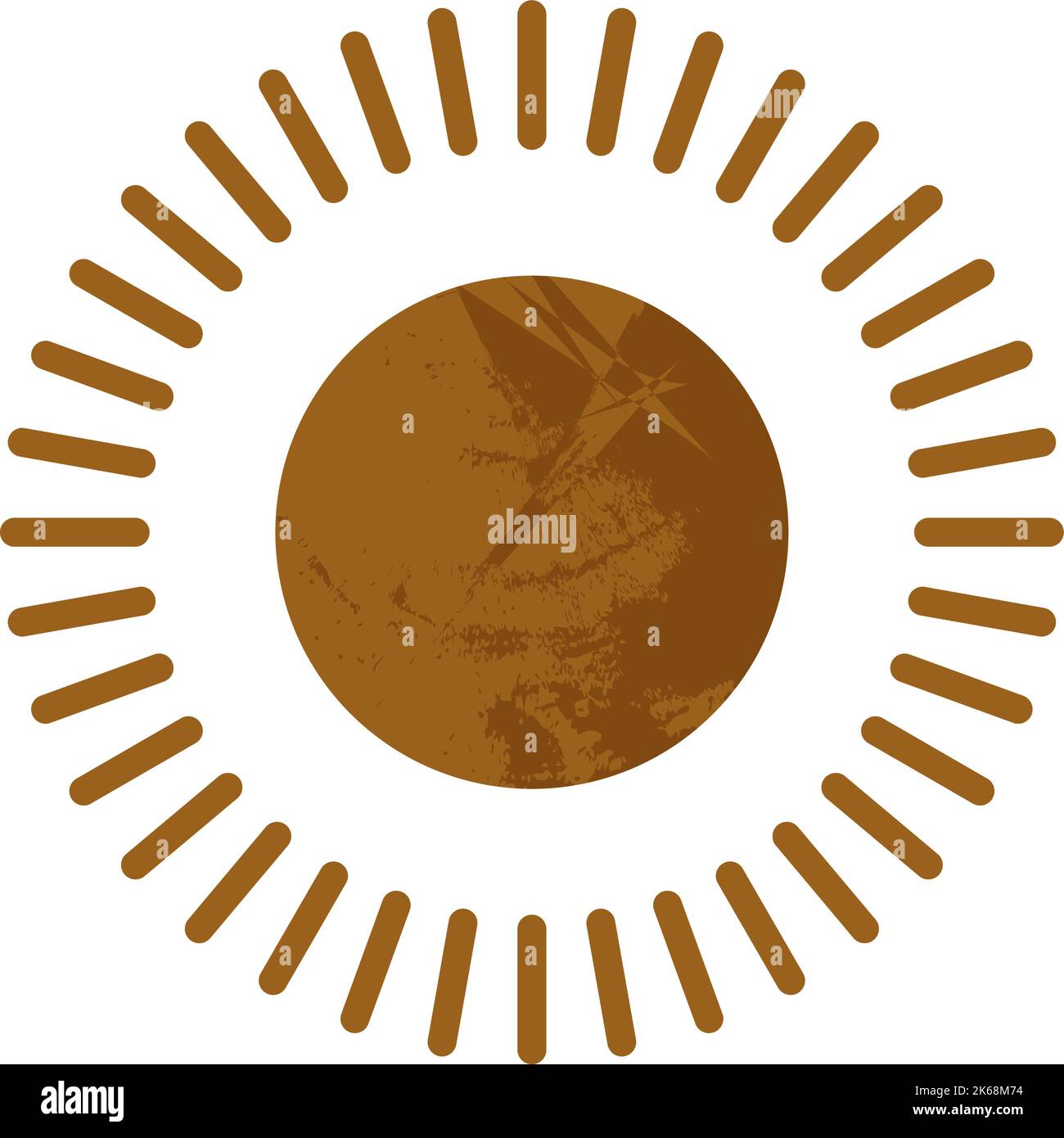 Sonnensymbol. Symbol der goldenen Sonne. Astronomie-Symbol Stock Vektor