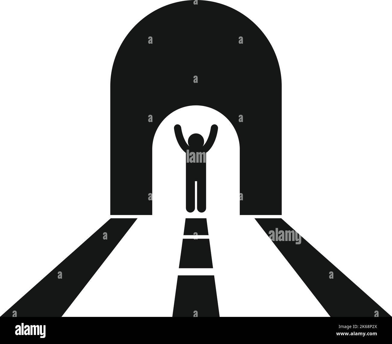 Mann im Tunnel Symbol einfacher Vektor. Straßeneingang. Stein unterirdisch Stock Vektor