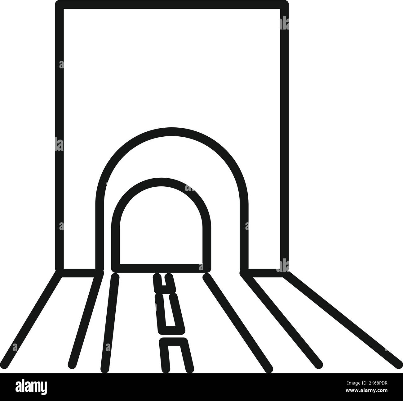 Gliederungsvektor für Tunnelsymbole anzeigen. Minenstein. U-Bahn Stock Vektor