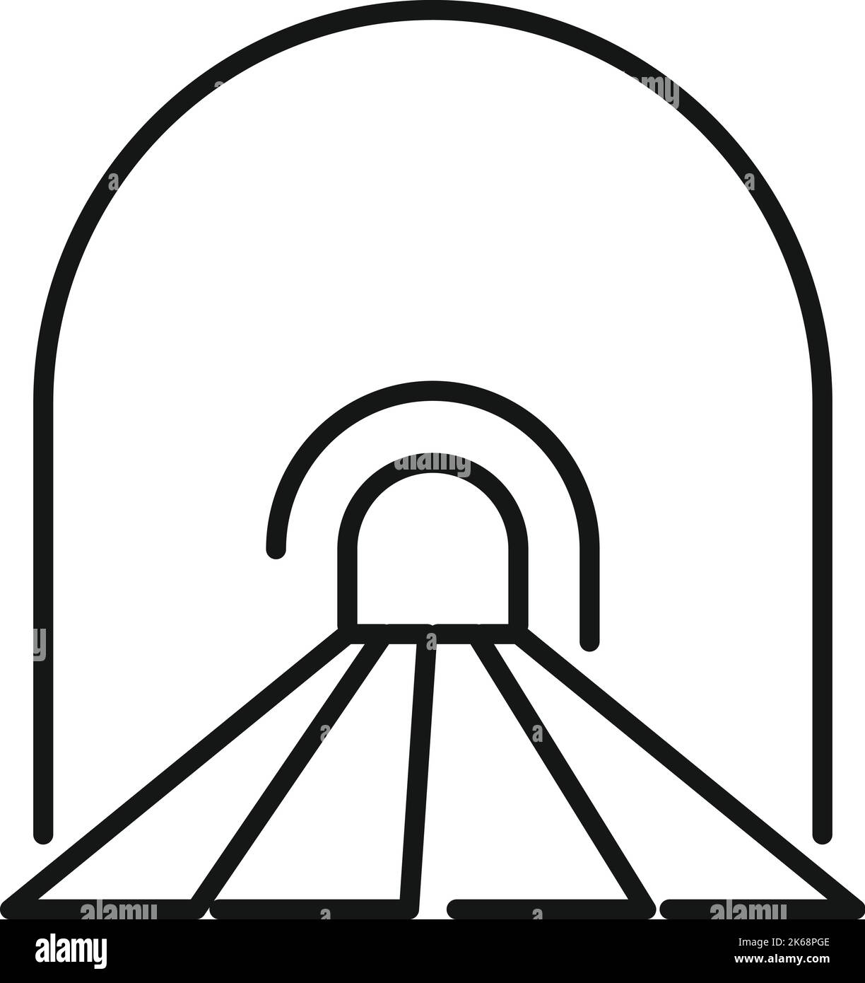 Vektorgrafik für den Umriss des unterirdischen Tunnels. Straßenwagen. Blickstein Stock Vektor