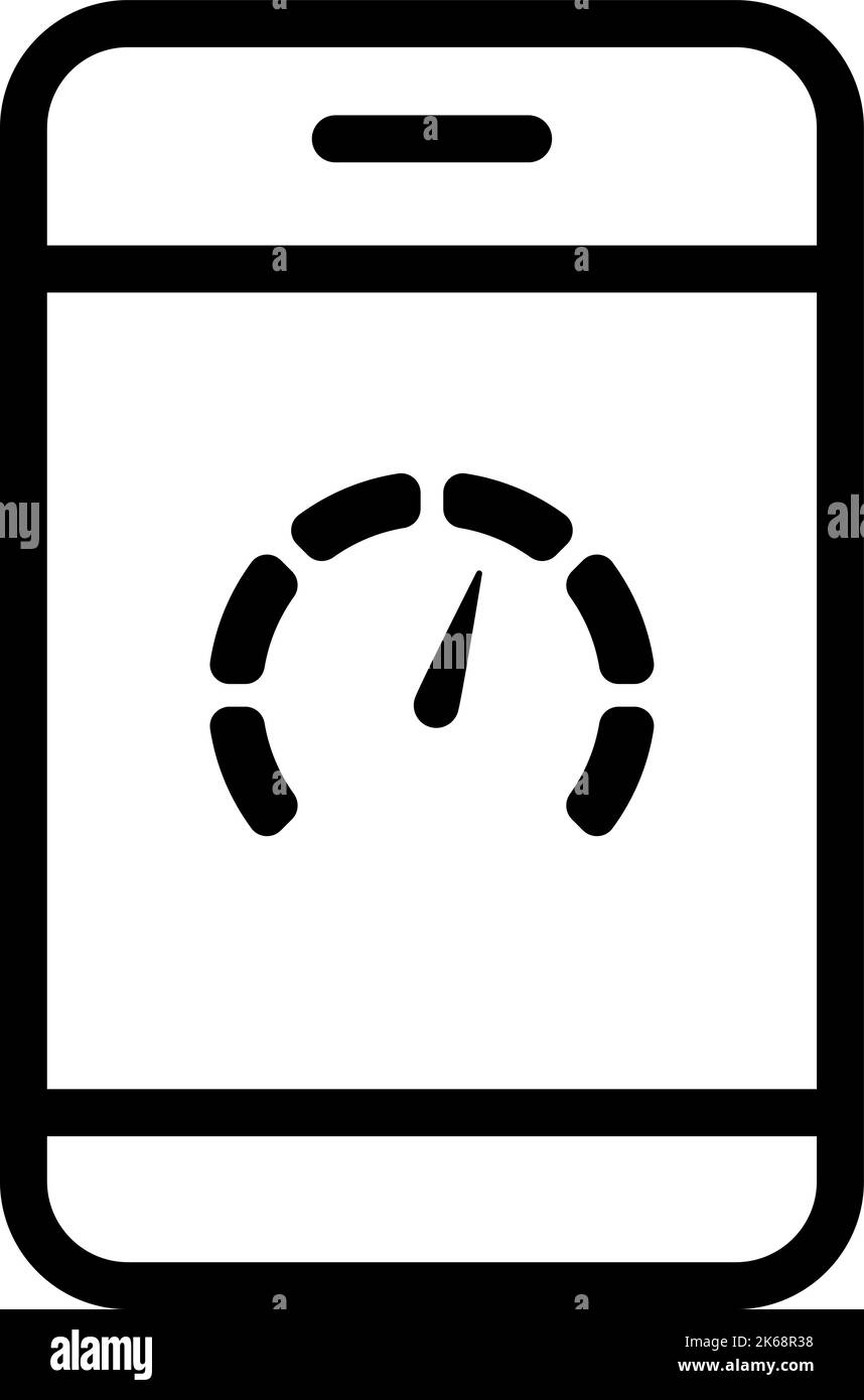 Vector schwarz Symbol Tachometer in Smartphone-Meter mit Pfeil für Armaturenbrett-Indikatoren Telefon. Niedrige, mittlere, hohe und Risikostufen. Bitcoin Angst und Stock Vektor