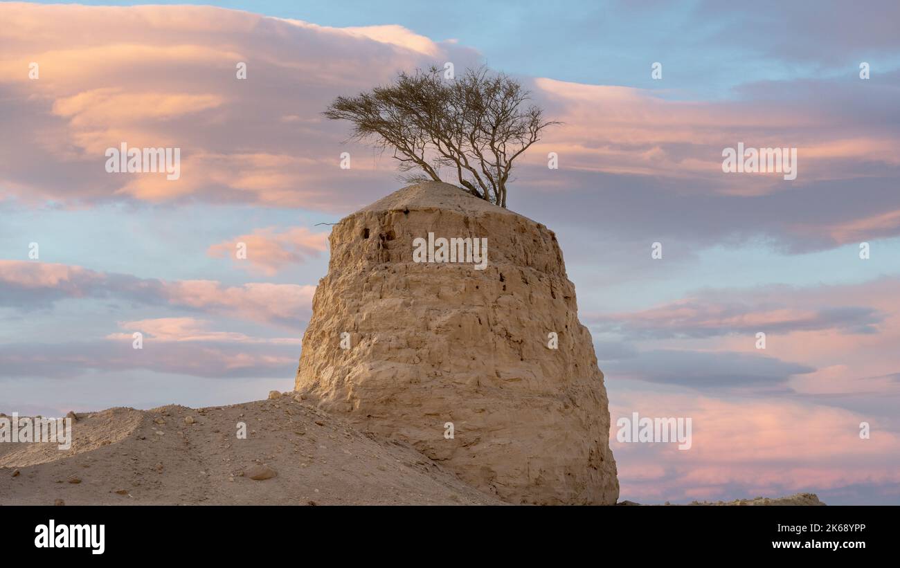 Wunderschöne Kalksteinformationen am Umm Bab, Katar. Stockfoto