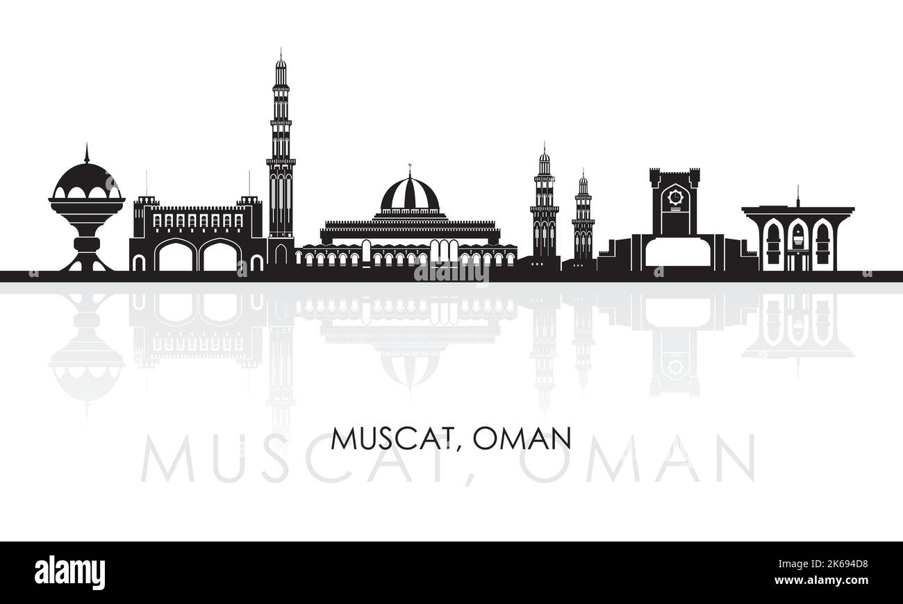 Silhouette Skyline Panorama der Stadt Maskat, Oman - Vektor-Illustration Stock Vektor