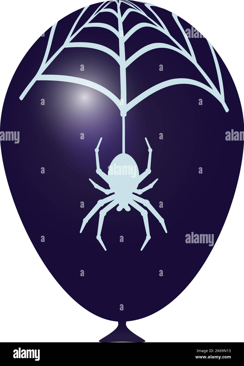 Ein Ballon für Halloween. Realistische lila Kugel mit Spinnennetz und Spinne. Stock Vektor