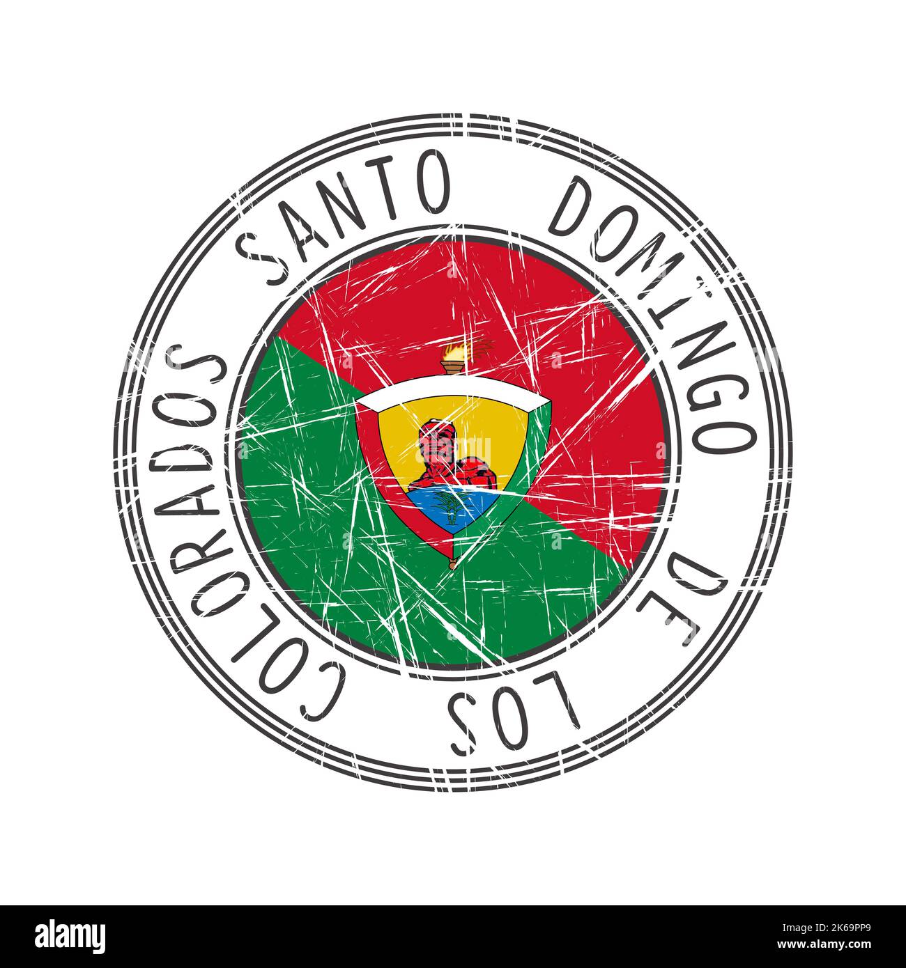 Santo Domingo de los Colorados Stadt, Ecuador Vektor-Gummistempel auf weißem Hintergrund Stock Vektor