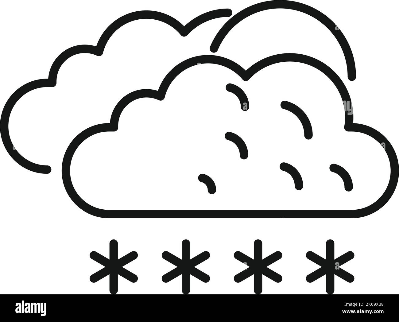 Vektor der Kontur des Symbols „Bewölkt Schnee“ Wetterwolke. Kalter Nebel Stock Vektor
