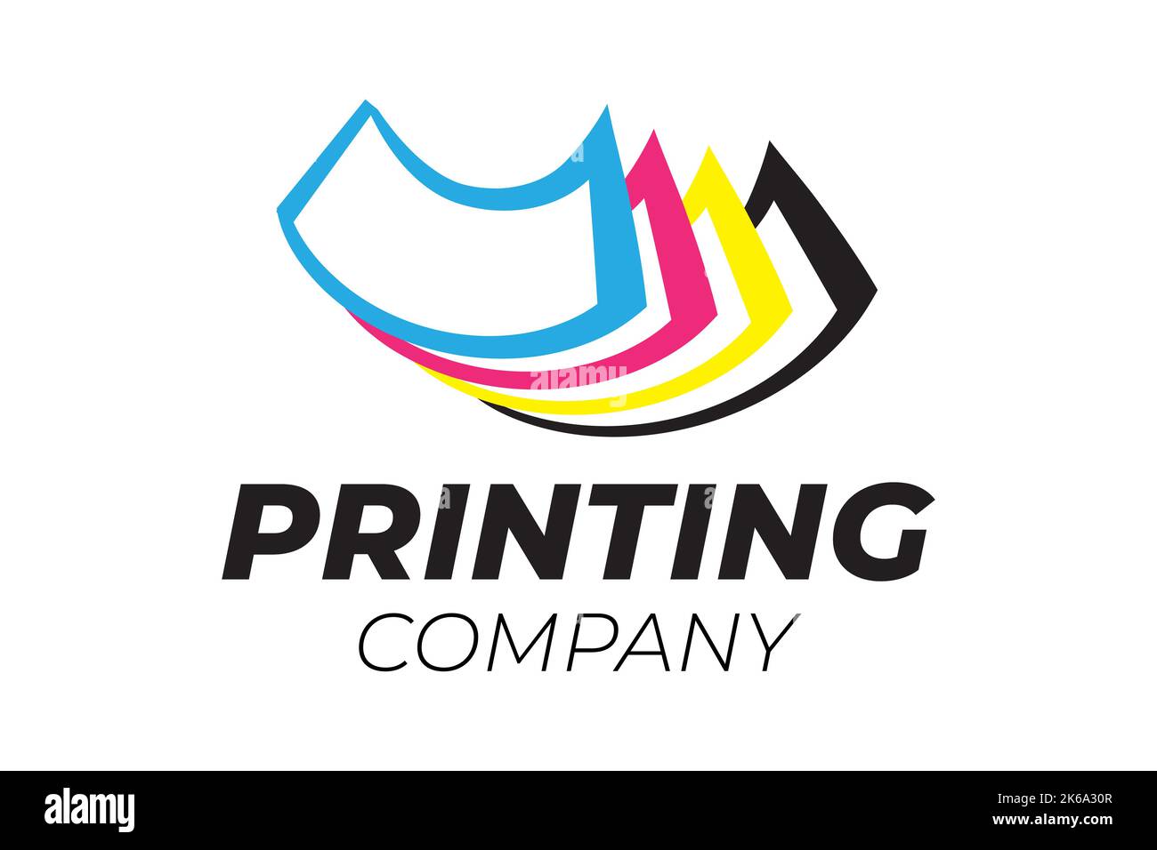 Druckerei Logo Design mit Cyan, Magenta, Gelb und Schwarz Farben Stock Vektor