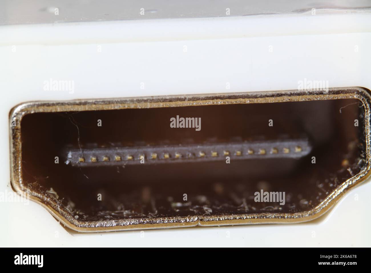 Beliebter HDMI-Anschluss für Daten- und Videoübertragung. Stockfoto