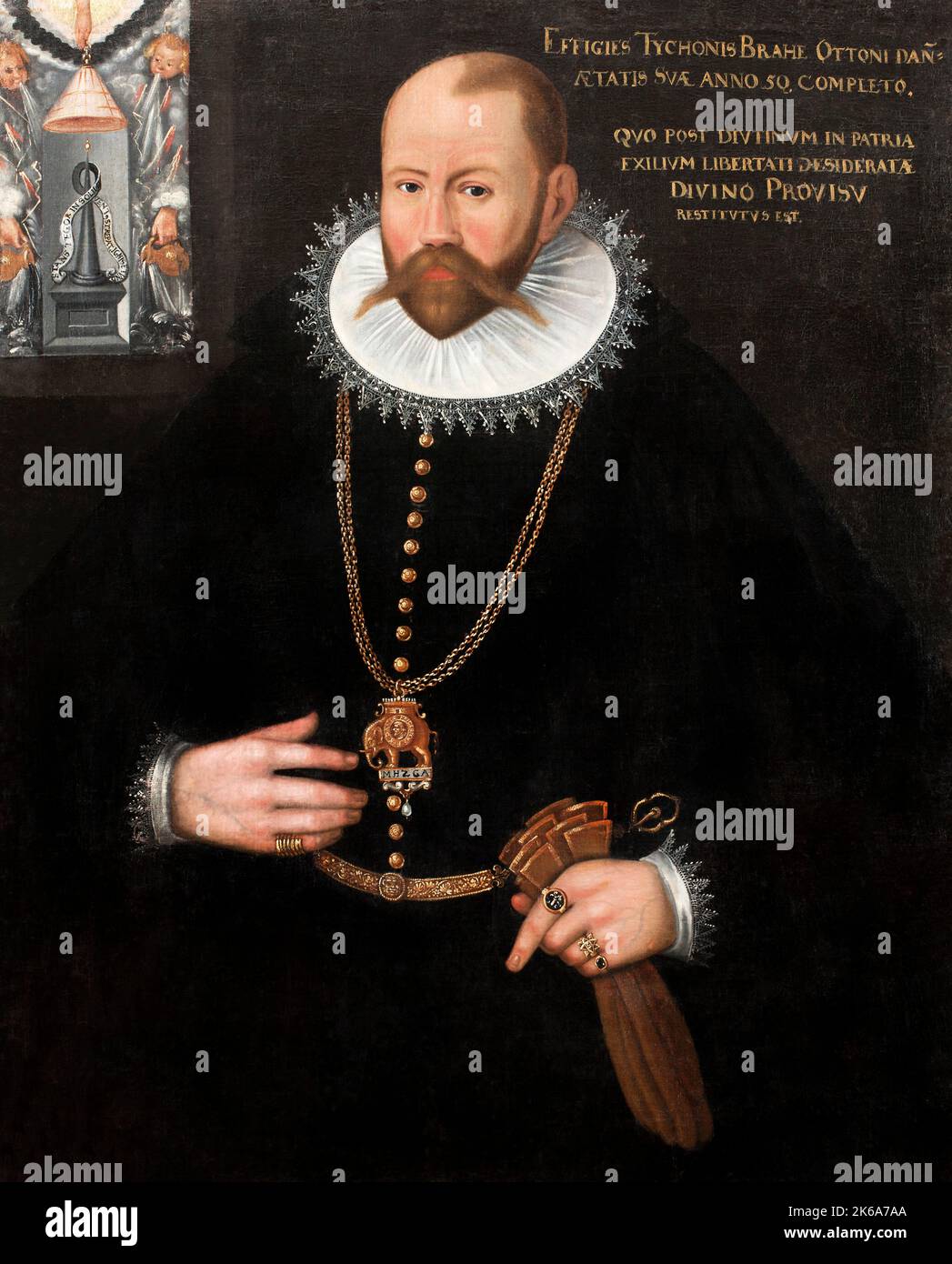16.. Jahrhundert dänisches Geschichtskunstwerk von Tycho Brahe, einem bekannten Astronomen Stockfoto