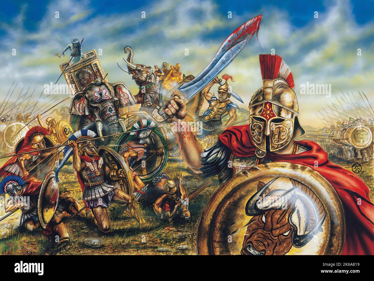Alexander der große Generäle, die sich gegenseitig angreifen. Stockfoto