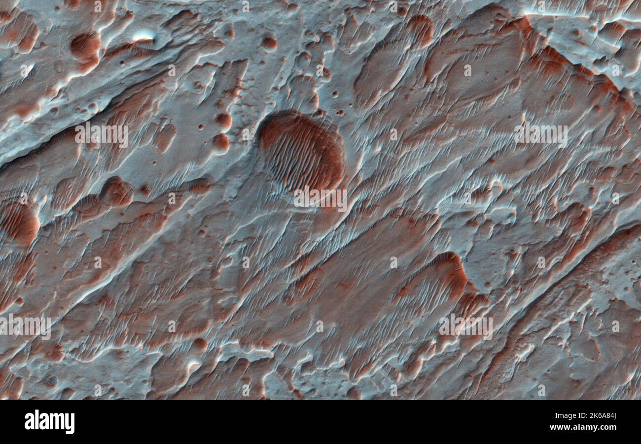 Roddy Crater auf dem Mars, Heimat mehrerer großer alluvialer Fans Stockfoto