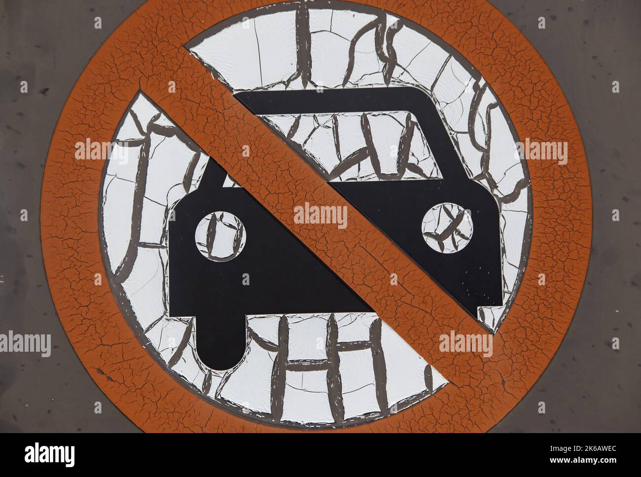 Detail der Zeichen der verbotenen den Durchgang von Autos Stockfoto
