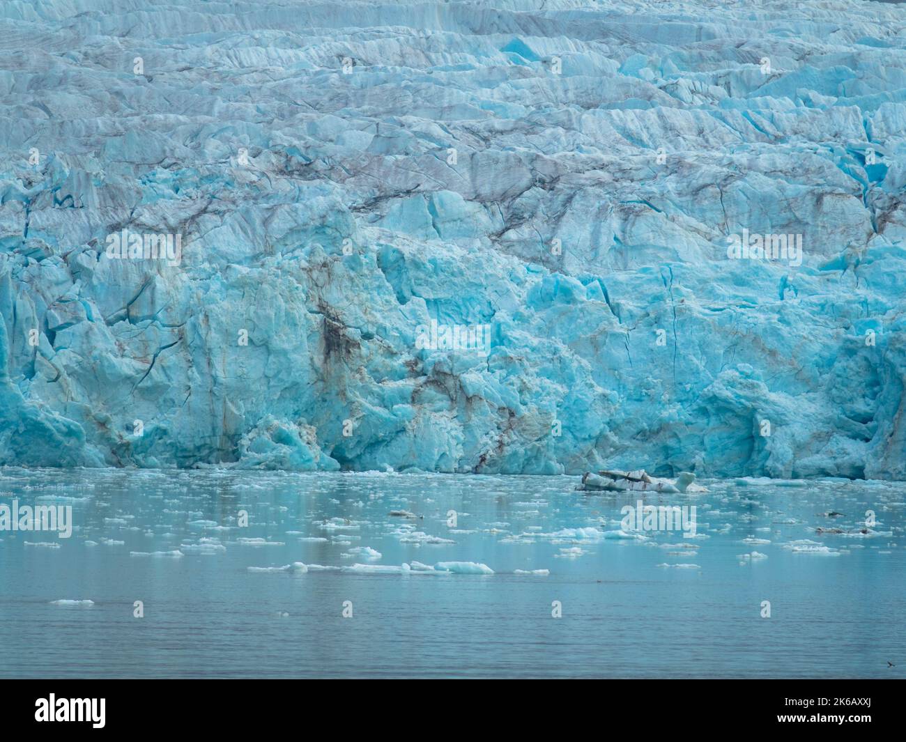 Panoramablick auf den 14.. Juli-Gletscher oder den Fjortende Julibreen. Ist ein schöner Gletscher, der im Nordwesten Spitzbergens gefunden wurde. Stockfoto