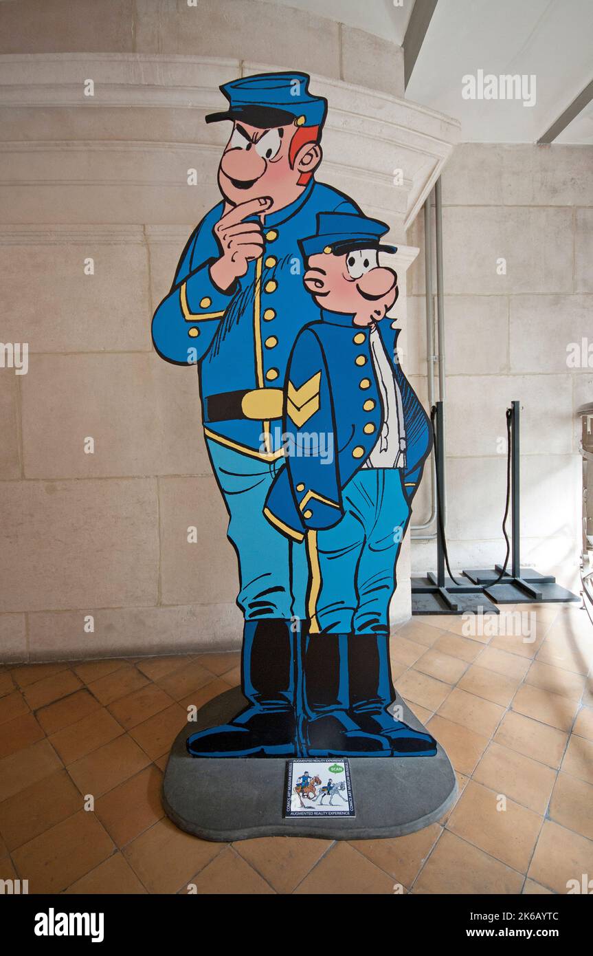 Sergeant Cornelius Chesterfield und Corporal Blutch, Charaktere von „The Bluecoats“ (von Raoul Cauvin und Louis Salverius), Comics Art Museum, Brüssel Stockfoto