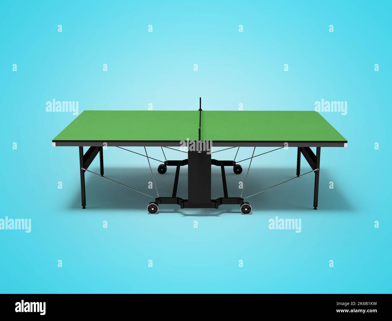 3D Abbildung der professionellen Tennistafel auf blauem Hintergrund mit Schatten Stockfoto