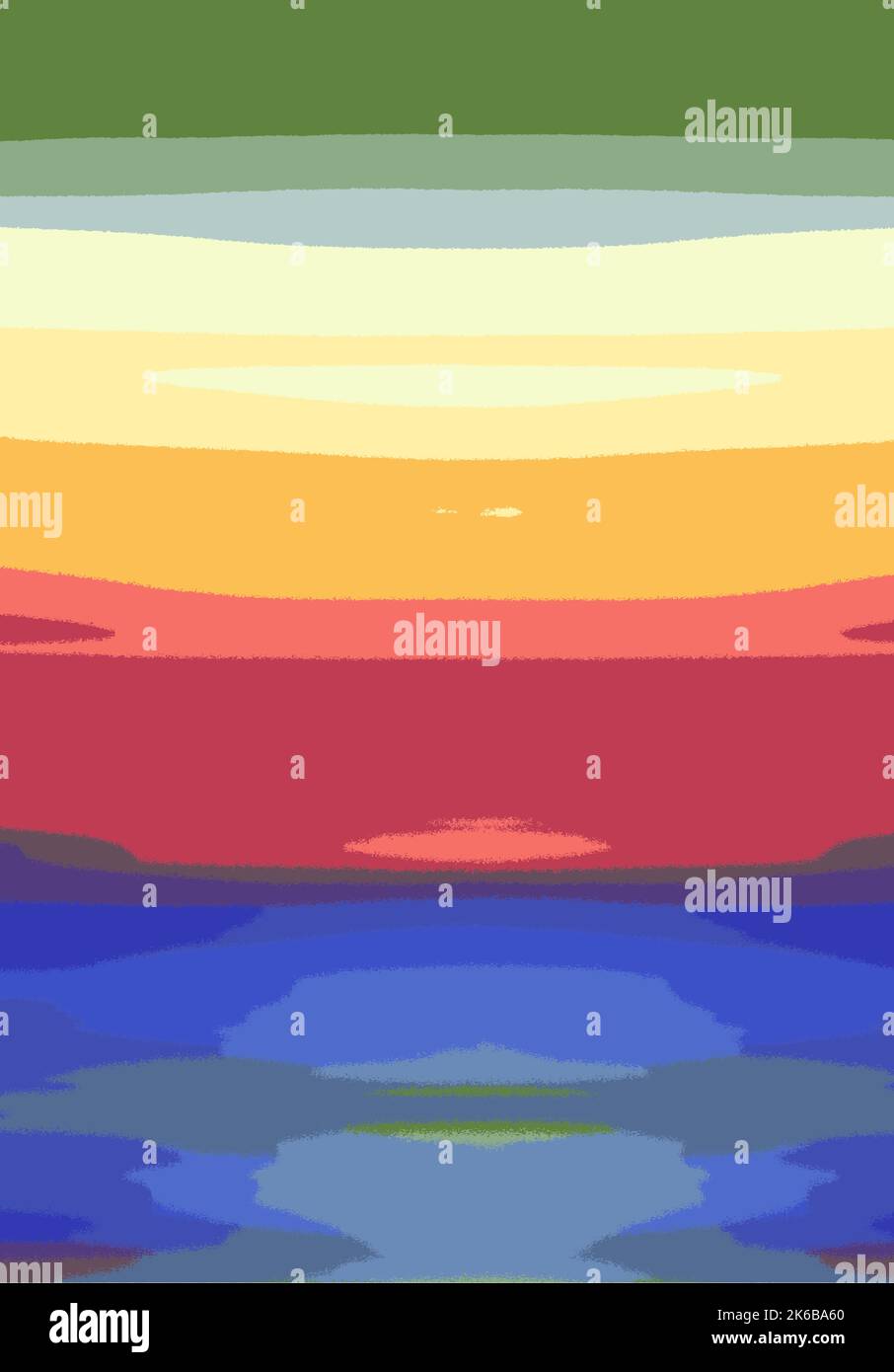 Abstrakte Landschaftskunst Illustration Horizont Himmel Ozean Vektor - Regenbogenfarben Stock Vektor