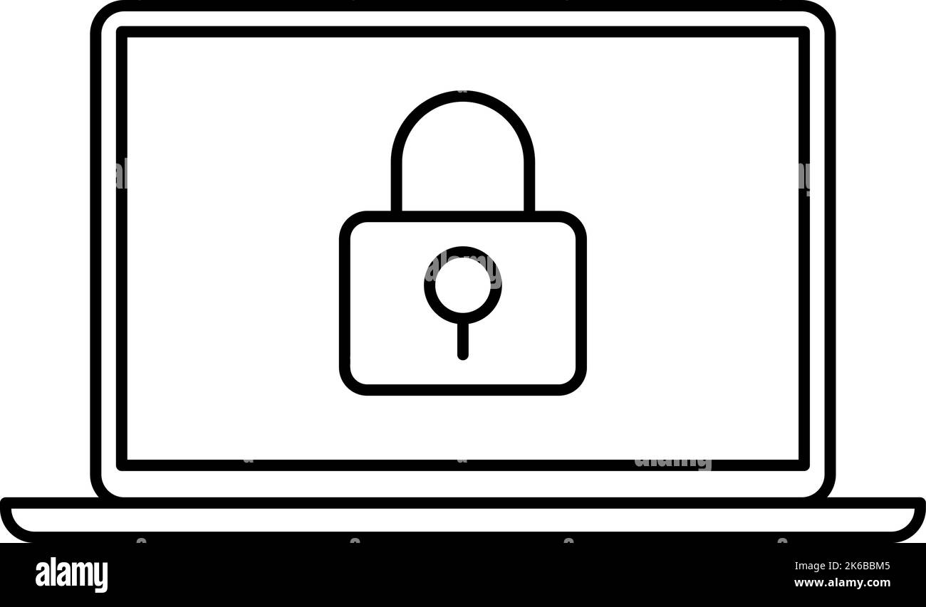 Laptop-Computer mit Vorhängeschloss-Symbol. Vektorgrafik Stock Vektor