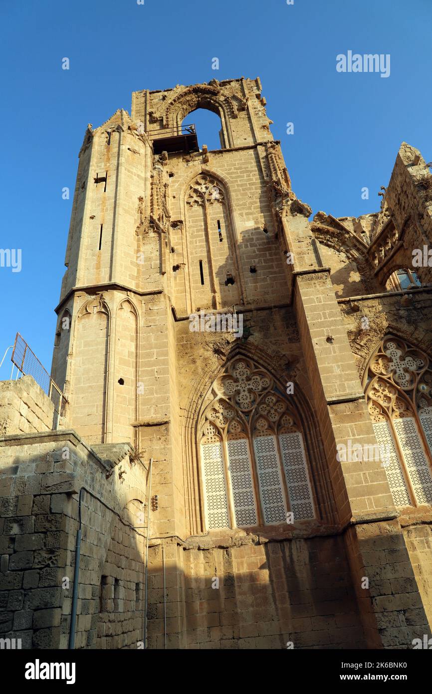 Lala Mustafa Pascha Moschee, Famagusta (Gazimagusa), türkische Republik Nordzypern. Einst die christliche Kathedrale von St. Nikolaus. Stockfoto