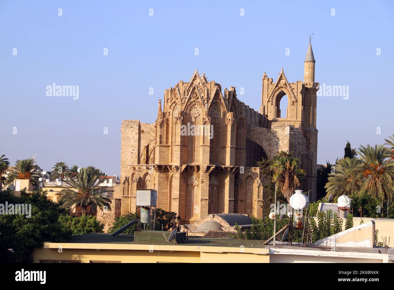 Lala Mustafa Pascha Moschee, Famagusta (Gazimagusa), türkische Republik Nordzypern. Einst die christliche Kathedrale von St. Nikolaus. Stockfoto