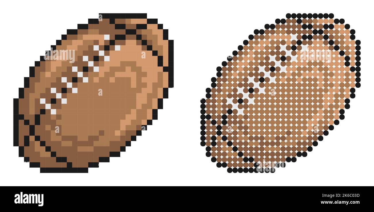 Pixelsymbol. American Football Ball. Teamsport, aktiver Lebensstil. Einfache Retro-Spiel Vektor isoliert auf weißem Hintergrund Stock Vektor