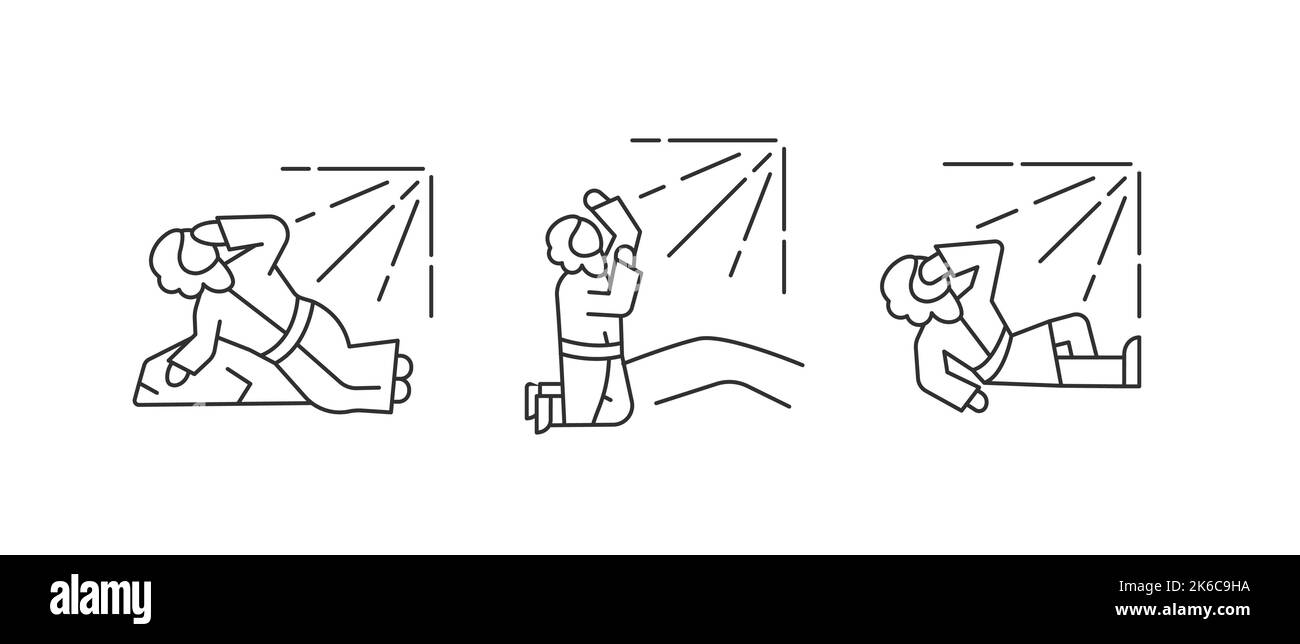 Saint Saul Umwandlung lineare Symbole gesetzt Stock Vektor