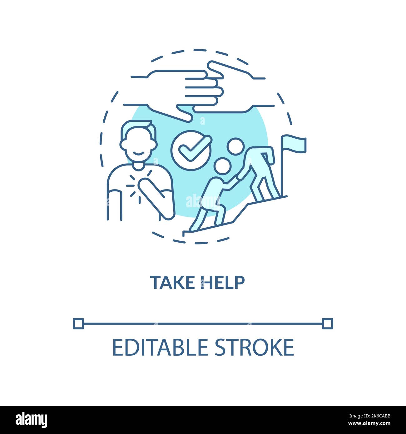 Hilfe nehmen türkisfarbenes Konzeptsymbol Stock Vektor