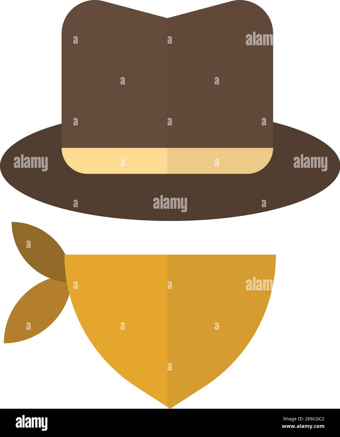 Cowboy Hut und Schal Illustration in minimalem Stil isoliert auf Hintergrund Stock Vektor
