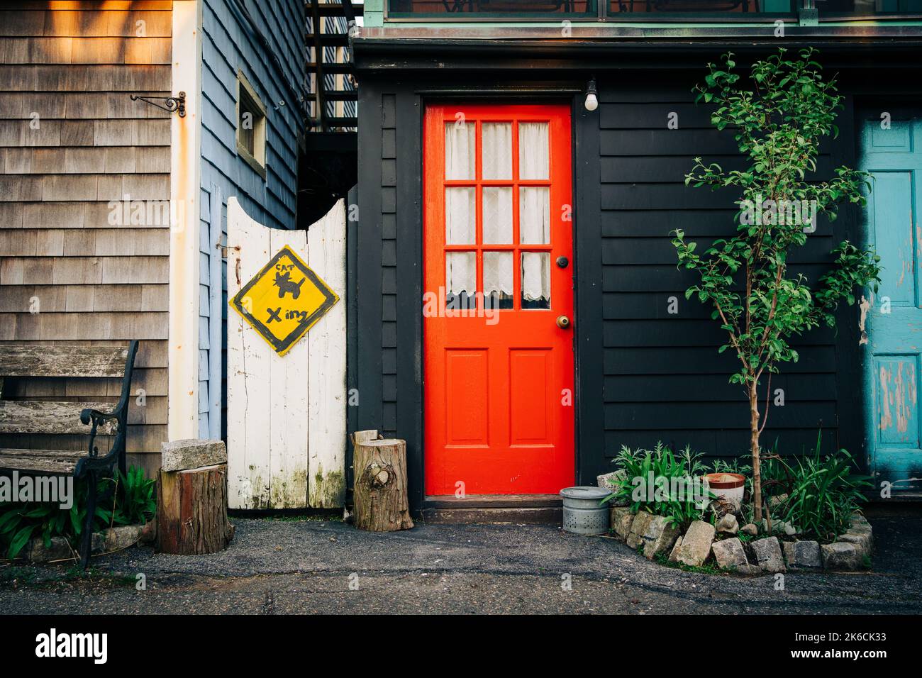 CAT Crossing-Schild, Rockport, Massachusetts Stockfoto
