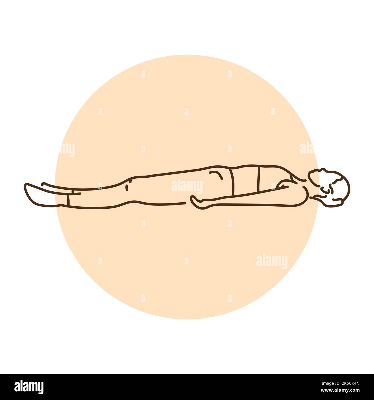 Shavasana Corpse Pose farbige Liniendarstellung. Piktogramm für Webseite Stock Vektor