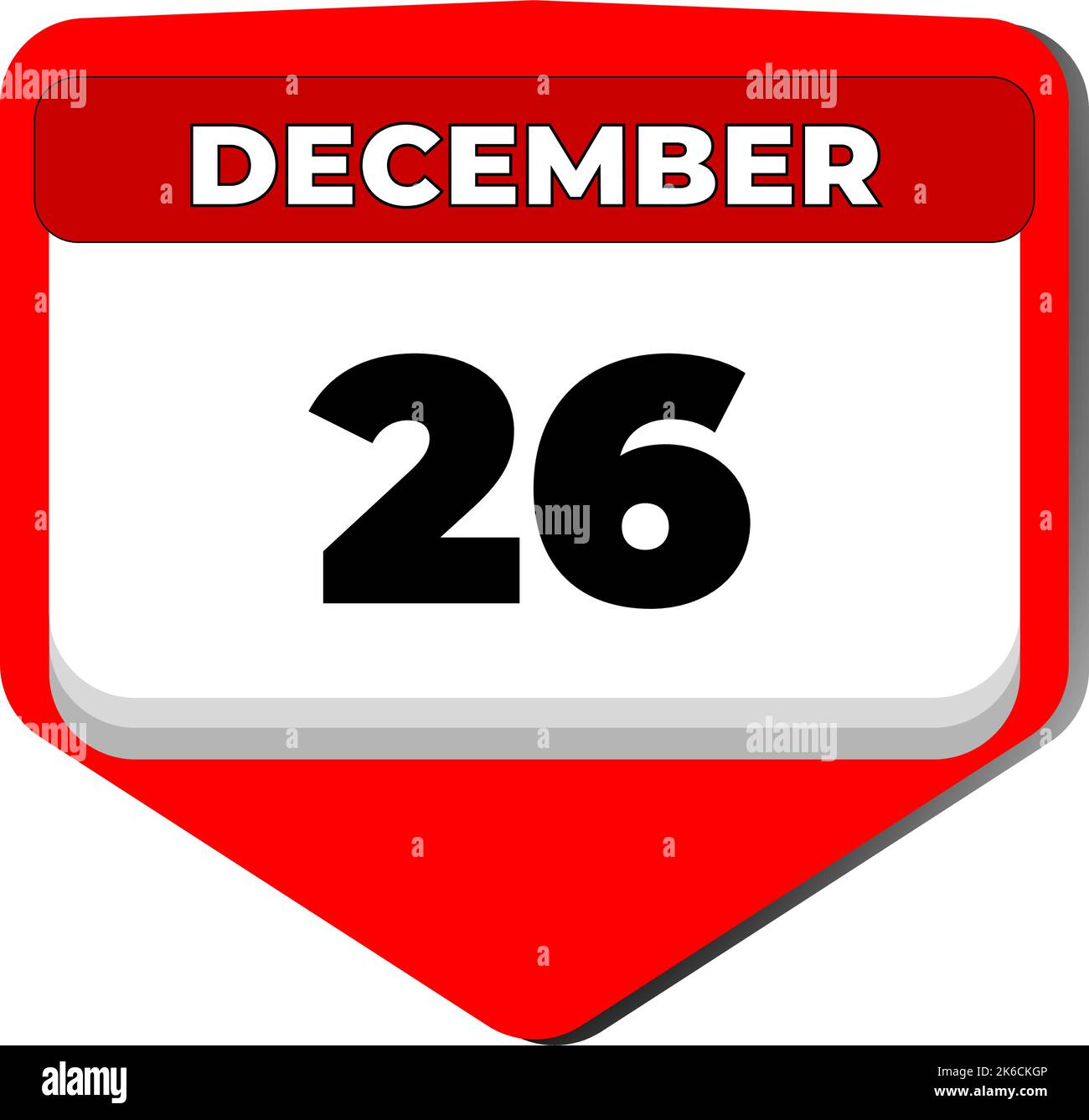 26 Dezember Vektor-Symbol Kalendertag. 26 Datum Dezember. 26. Tag im Dezember. 26. Datumsnummer. 26-Tage-Kalender. Sechsundzwanzig Datum. Boxen Stock Vektor
