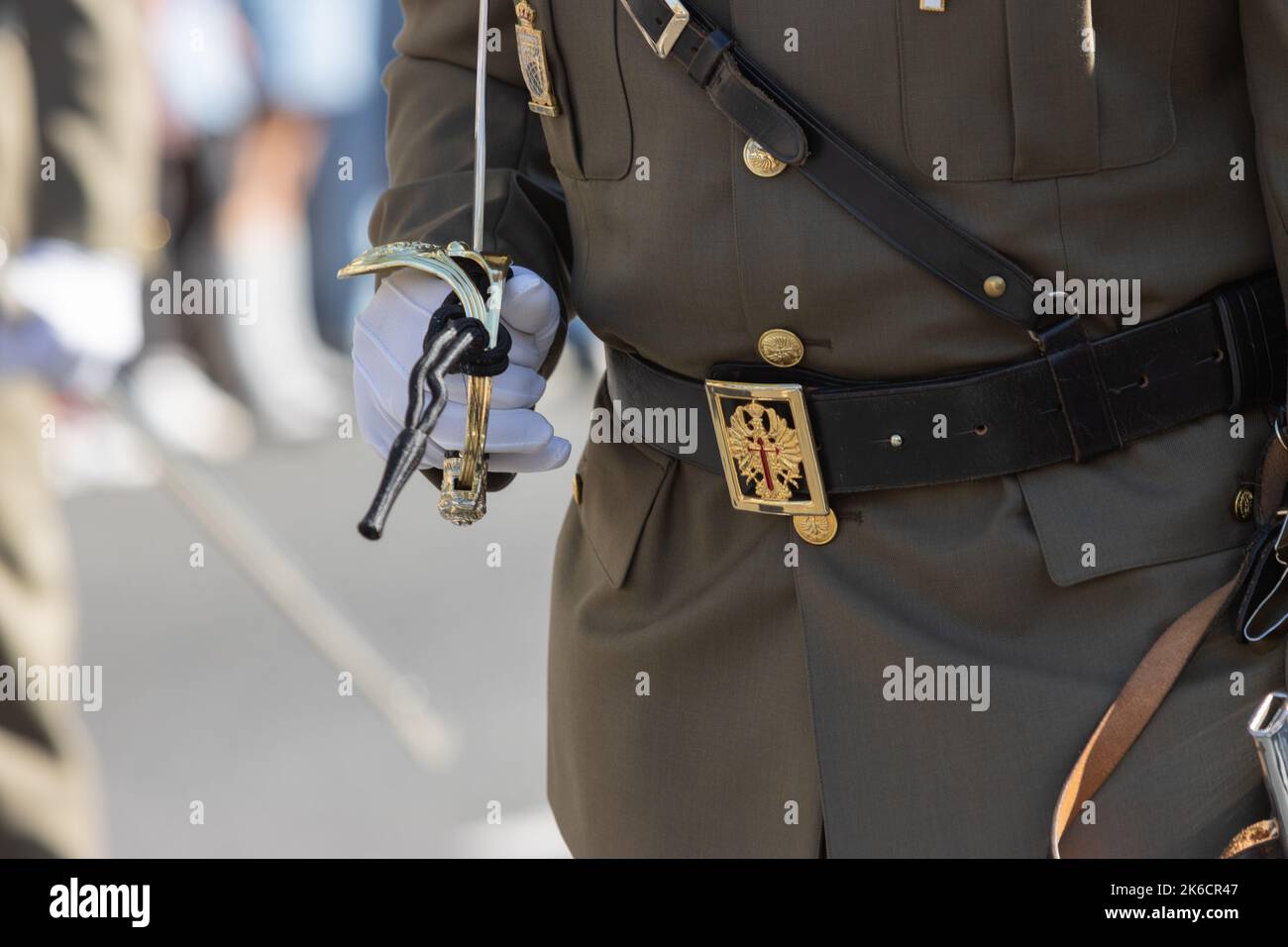 Militärparade zum Gedenken an den Hispanic Day und die spanischen Streitkräfte Stockfoto