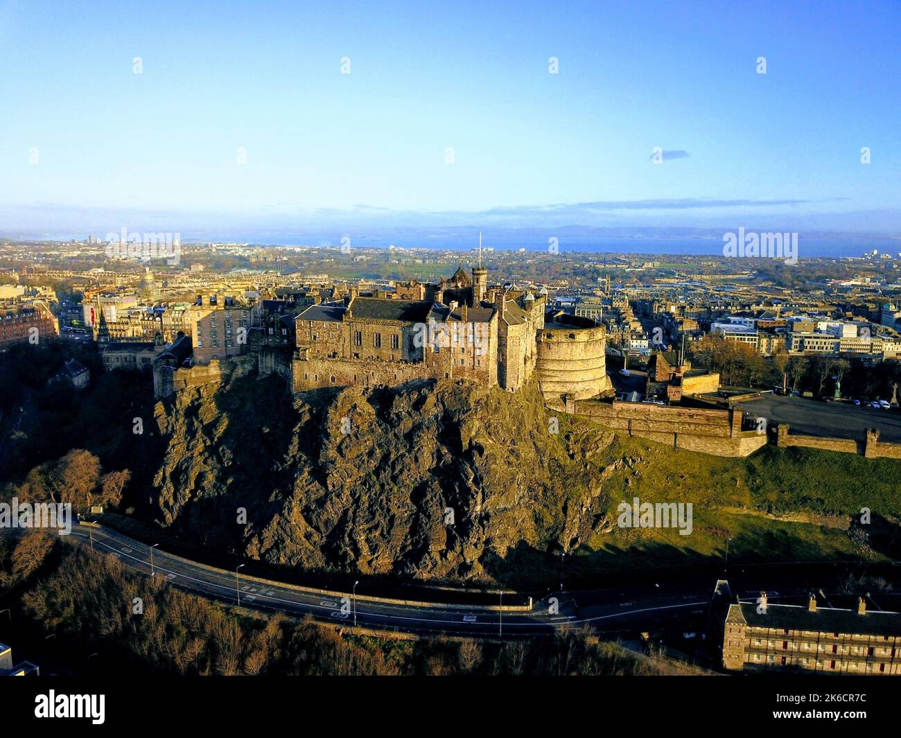 Eine Luftaufnahme des Edinburgh Castle in Schottland Stockfoto