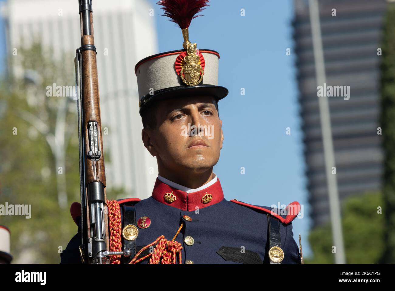 Die Militärparade zum Gedenken an den Hispanic Day und die spanischen Streitkräfte in Madrid, Spanien Stockfoto