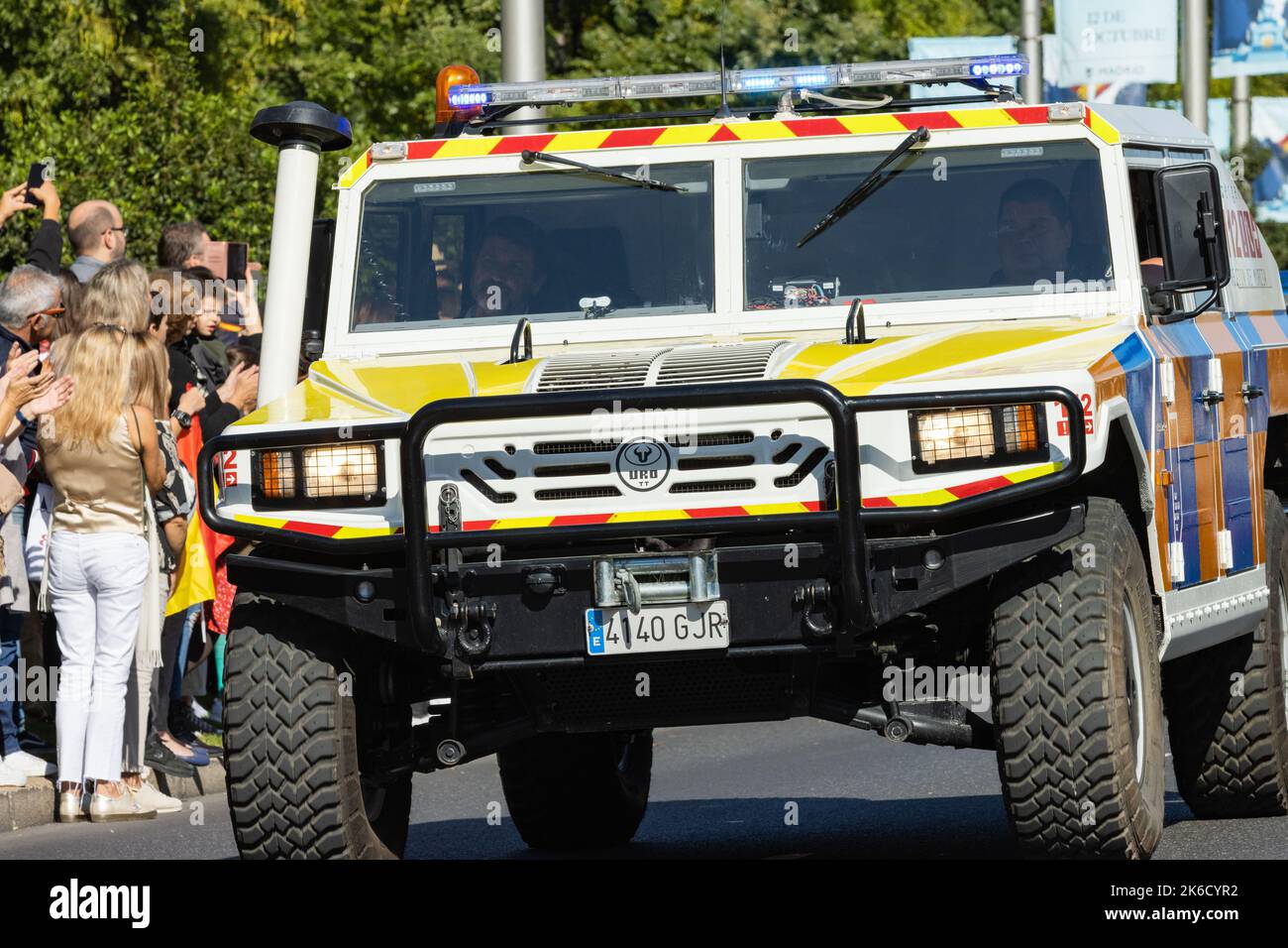 Die Militärparade zum Gedenken an den Hispanic Day und die spanischen Streitkräfte in Madrid, Spanien Stockfoto