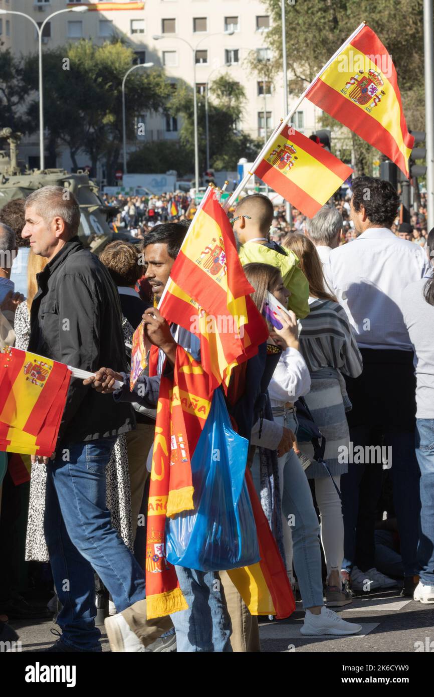Die Militärparade zum Gedenken an den Hispanic Day und die spanischen Streitkräfte in Madrid, Spanien Stockfoto