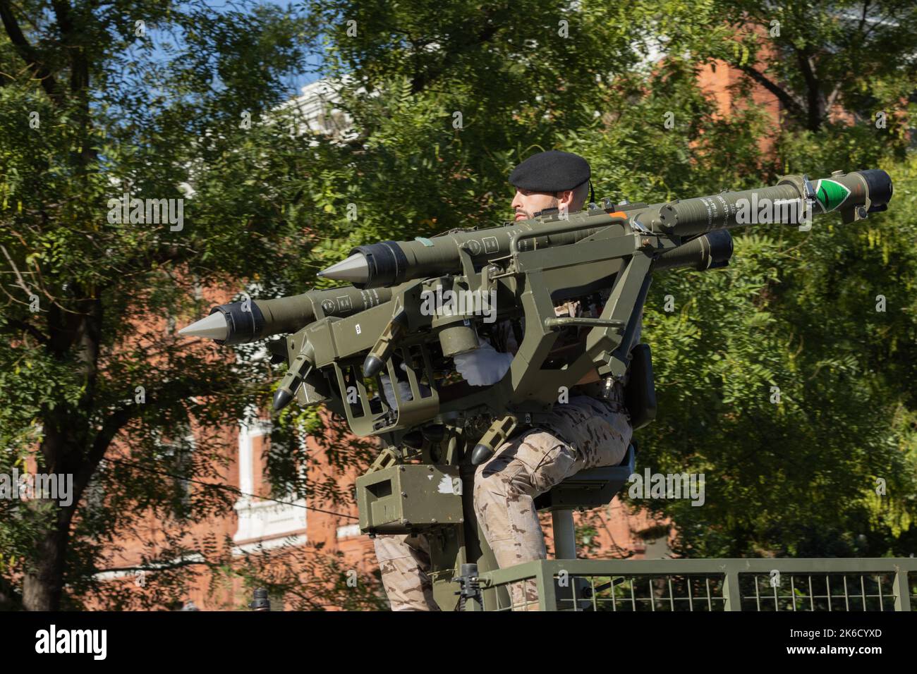 Die Militärparade zum Gedenken an den Hispanic Day und die spanischen Streitkräfte in Madrid, Spanien Stockfoto