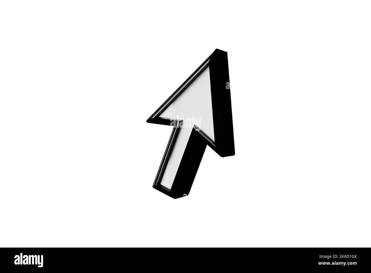 Schwarzes Computercursor-Symbol auf weißem Hintergrund 3D Render. Stockfoto