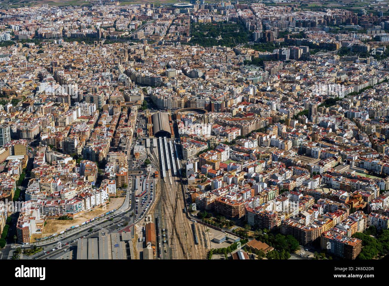 Luftaufnahme des Stadtzentrums, Valencia, Spanien Stockfoto