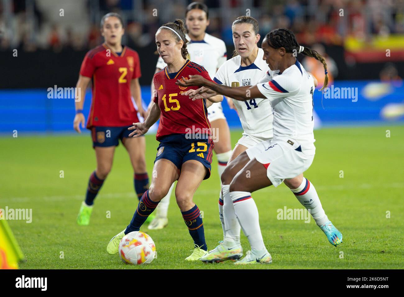 Maite Oroz aus Spanien während des Spiels zwischen Spanien und USWNT im El Sadar Stadium am 11. Oktober 2022 in Pamplona, Spanien. Stockfoto