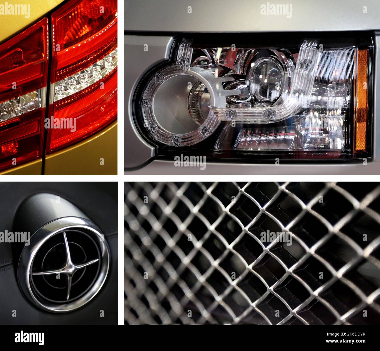 Autoteile Nahaufnahme Details Collage Stockfoto