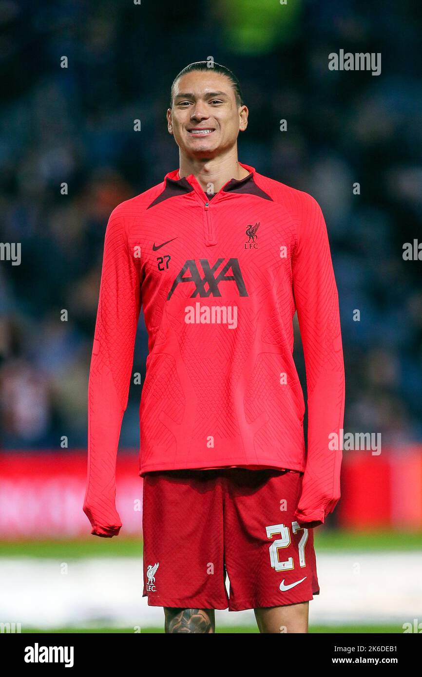 Darwin Nunez, uruguayischer Profi-Fußballspieler, spielt als Stürmer für den FC Liverpool, die englische Premier League-Mannschaft. Stockfoto