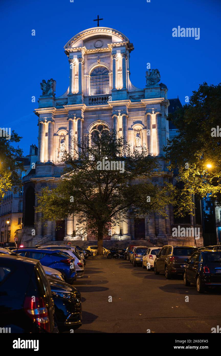 Paris, Frankreich - August 27 2022: Saint-Gervais-Saint-Protais, römisch-katholische Kirche im Pariser Arrondissement 4., am Place Saint-Gervais im Stadtteil Marais Stockfoto