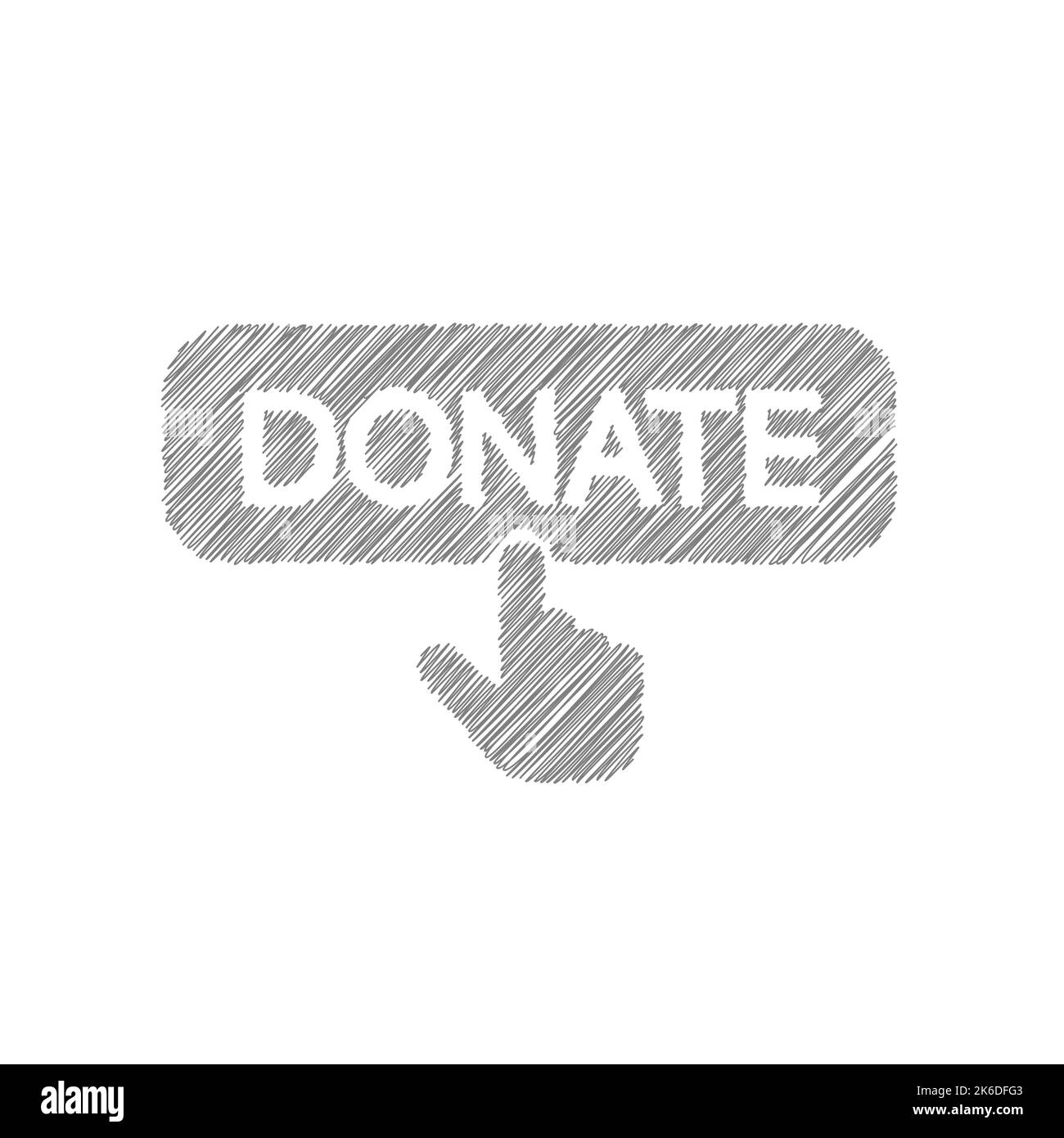 Donate-Taste mit Finger-Cursor-Skizzenvektor-Symbol Stock Vektor