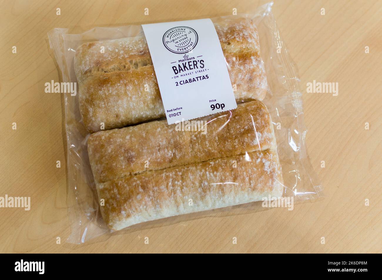 Ciabattas von Morrisons Bäckerei Stockfoto