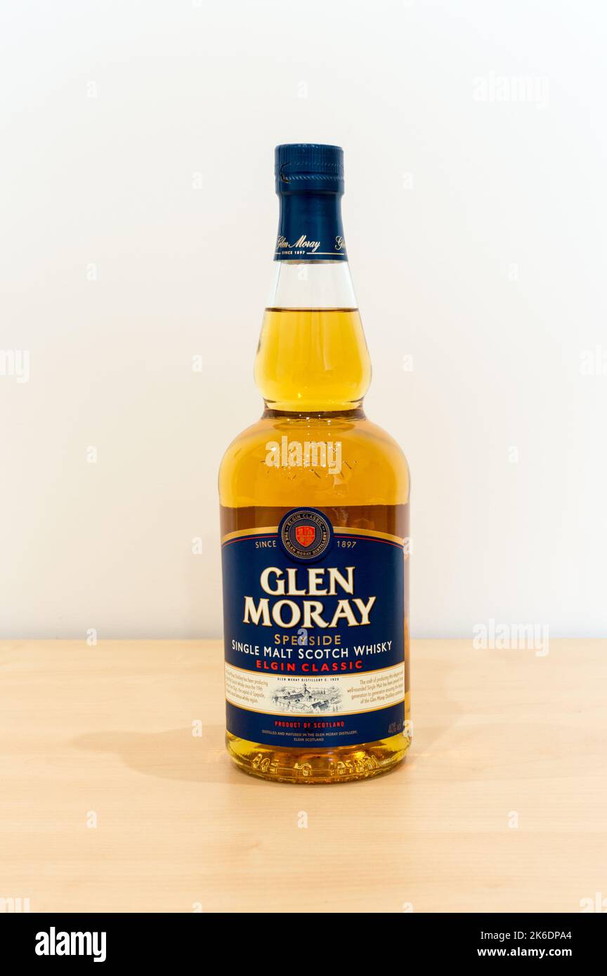 Glen Moray Speyside Single Malt Scotch Whiskey isoliert Stockfoto