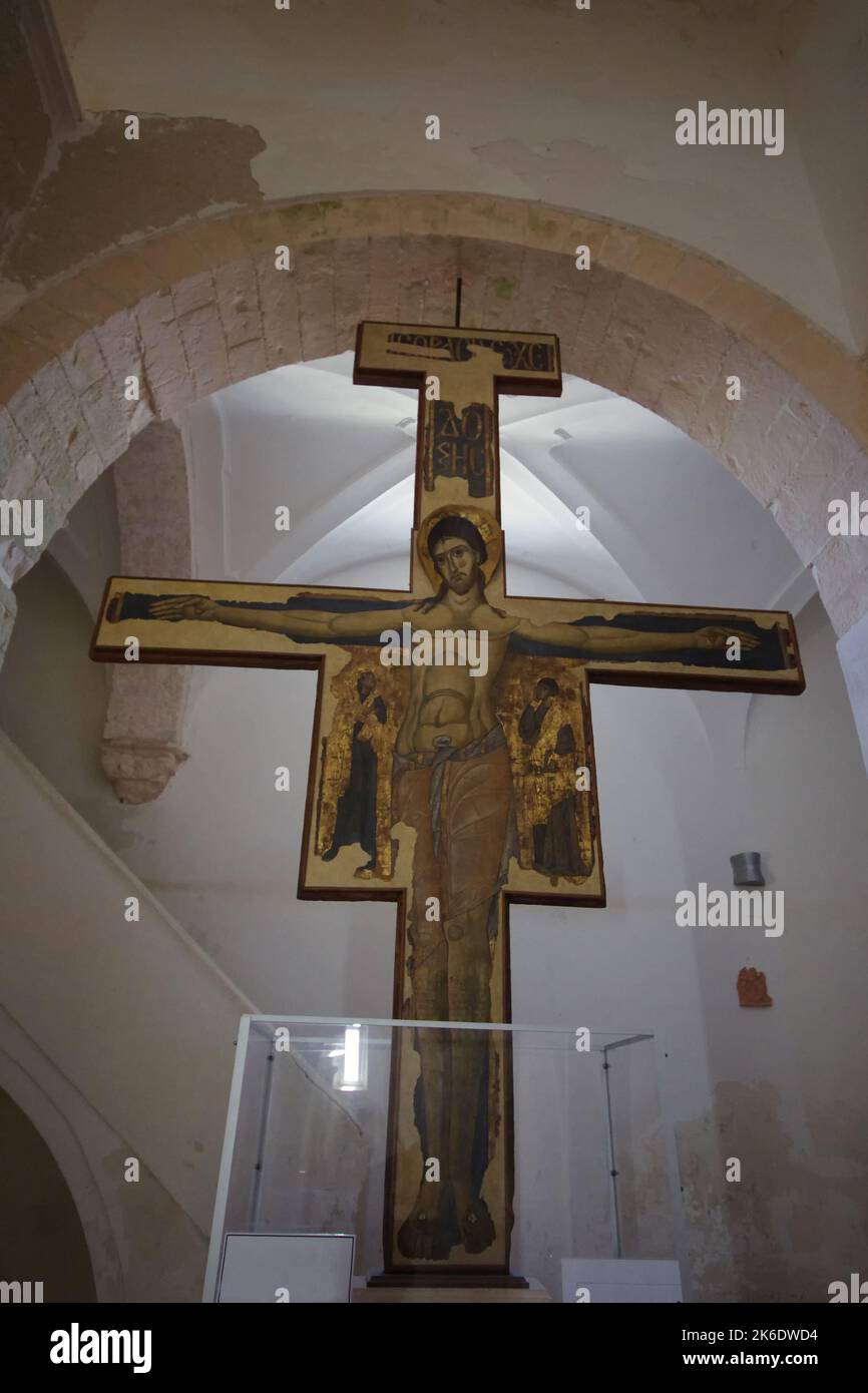 Tremiti-Inseln - Apulien - Kirche Santa Maria a Mare - Insel San Nicola - das kostbare Holzkreuz, wo Christus die Augen offen hält Stockfoto